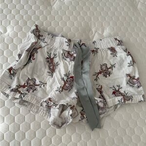 Hollister White Printed High Waist Shorts with Gray Ribbon